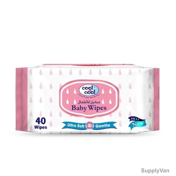 Cool and Cool Baby Wipes, Regular, White, 40 Pcs/Pack