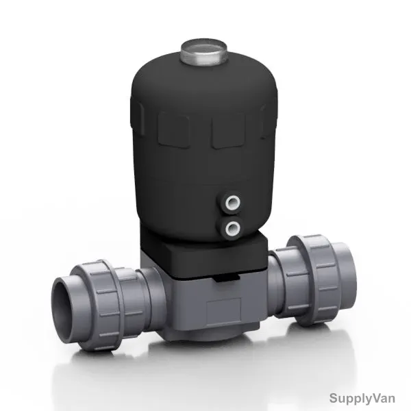 Effast Double Acting Pneumatic Diaphragm Valve With Metric Union, MDRMPD0630-E, MV Series, PVC-U, 63MM
