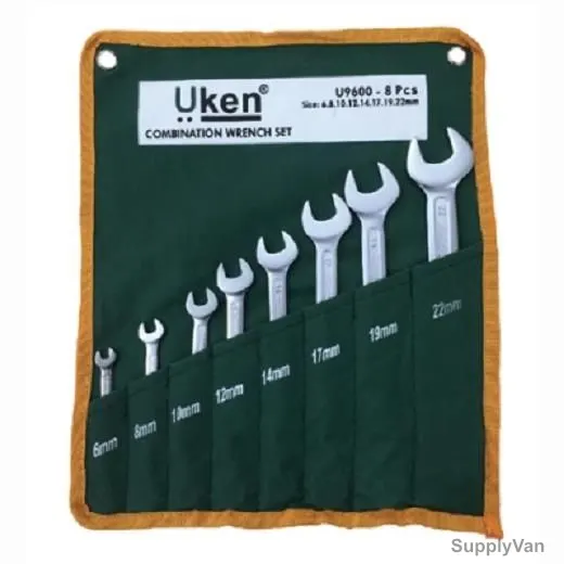 Uken Combination Spanner, U9601, 8-24MM, Open/Ring, CrV Steel, Matte