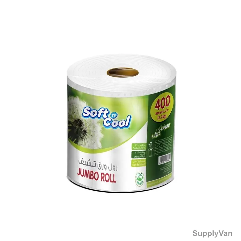Hotpack Soft N Cool Jumbo Maxi Roll, SNCMR1X400M, 2 Ply, 400 Mtrs, White — image 1