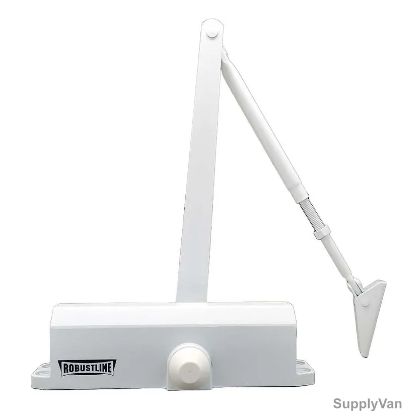 Robustline Automatic Adjustable Door Closer, P1604, Aluminium Alloy, 60-80 Kg Weight Capacty, White