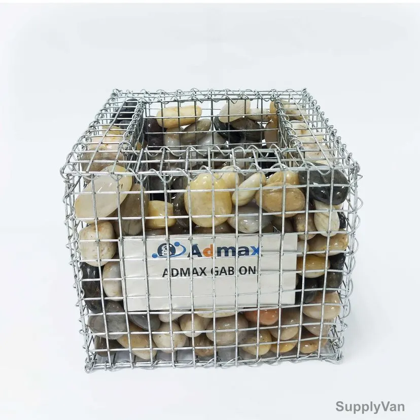 Admax Decorative Mini Gabion Basket With Shiny Pebble, 125MM Length x 125MM Width