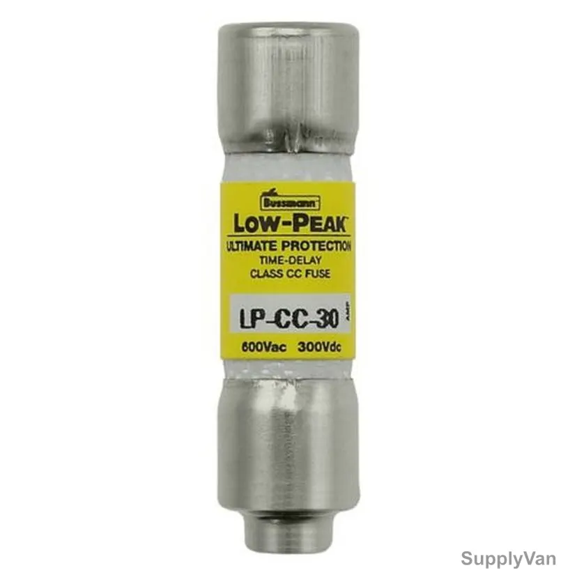 Eaton Low-Peak Time Delay Fuse, LP-CC-30, Bussmann, Class CC, 600VAC, 300VDC, 30A, 200kA, 20kA