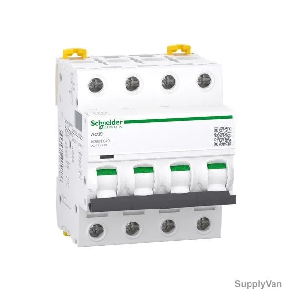 Schneider Electric iC60N Miniature Circuit Breaker, A9F44440, Acti9, 4P, Curve C, 40A
