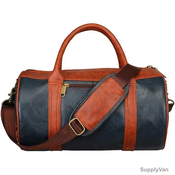 Mounthood Duffle Tote Bag, PU Leather, 23 Ltrs, Blue/Brown — image 1