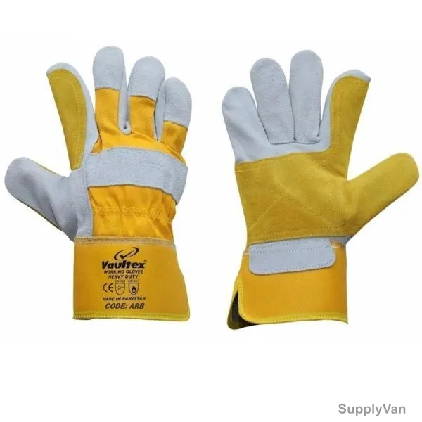 Vaultex Double Palm Leather Gloves, ARB, Free Size, Multicolor, PK12