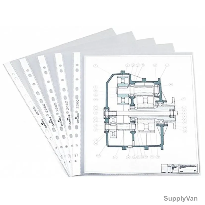 Durable Punched Pocket Folder, 266019, A4, Clear, 100 Pcs/Box