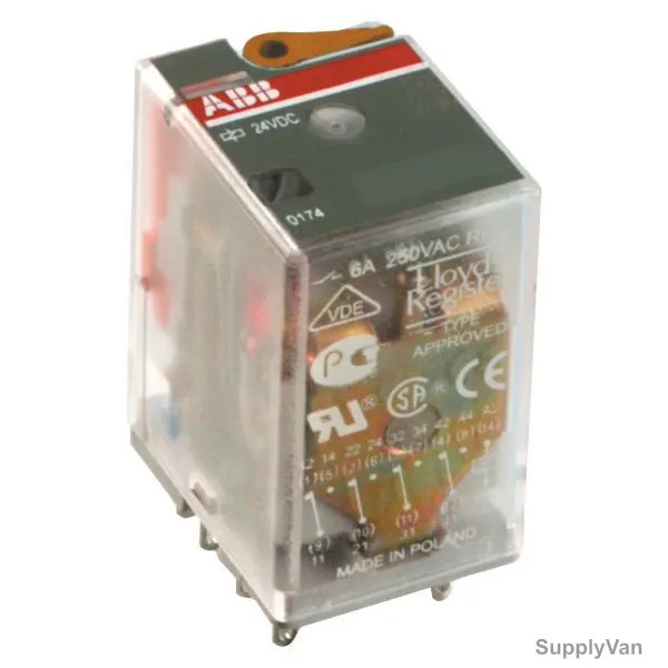 Abb Pluggable Interface Relay, CR-M024AC4L, 4PDT, 24VAC, 6A
