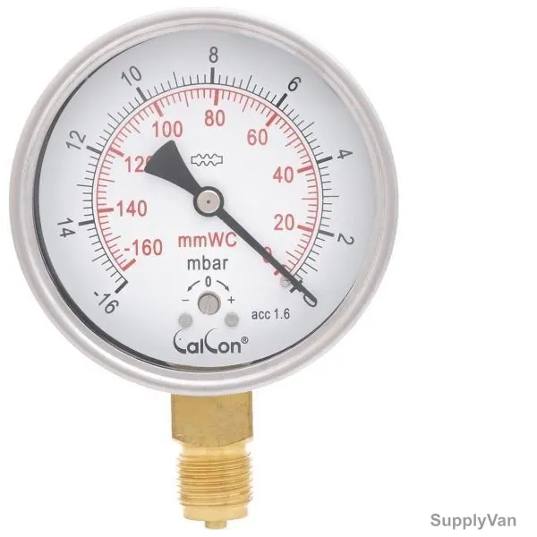 Calcon Capsule Pressure Gauge, CC98A, 100MM, 1/2 Inch, BSP, -16-0 Mbar