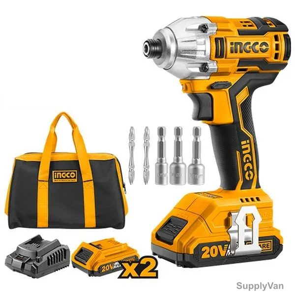 Ingco Lithium-Ion Cordless Impact Driver, CIRLI2002, 2x 2.0Ah Battery, 1x Charger, 0-1300/0-2100 RPM — image 1