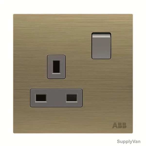 ABB Double Pole Switched Socket, AM23786-AG, Millenium, 1 Gang, 2P, 13A, Antique Gold
