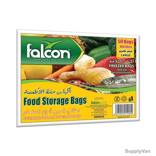 Falcon Food Storage Bag, TBDPP018, LDPE, L, 20CM Width x 46CM Length, 1200 Pcs/Carton
