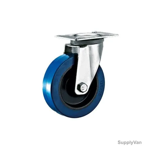 Maxwel Heavy Duty Swivel Wheel Caster, Elastic Rubber, 20CM Wheel Dia, 400 Kg Loading Capacity, Blue