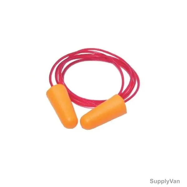 Vaultex Corded Ear Plug, VPC, PU Foam, Orange/Red, 100 Pairs/Pack — image 1