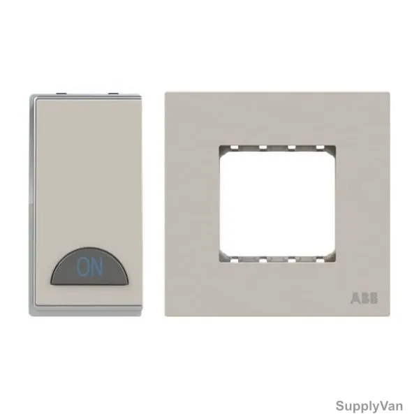 ABB Dual Side Electrical Switch With Double Rocker Frame, AMD11722-DU+AMD11822-DU+AMD5144-DU, Millenium, 1 Gang, 1 Way, 10A, Dune Sand — image 1
