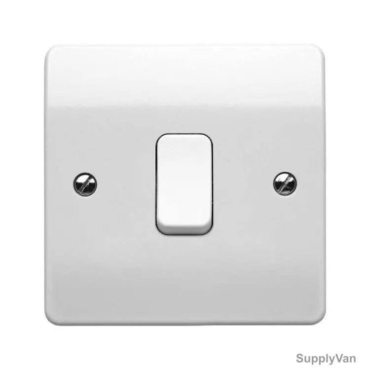 Mk Single Pole Electrical Switch, K4870WHI, Logic Plus, Thermoset Plastic, 1 Gang, 1 Way, 10A, White