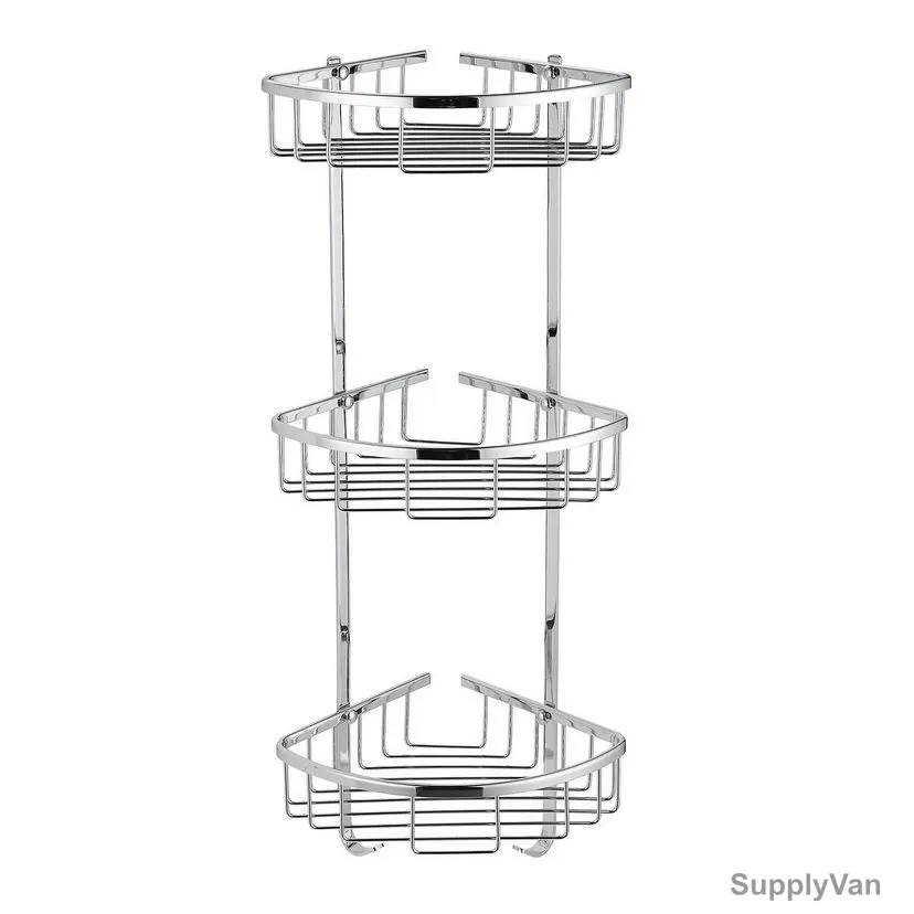 Milano Corner Soap Basket, Thea, Stainless Steel, 3 Layer, Chrome Finish