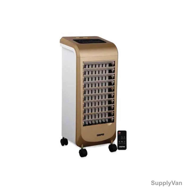 Geepas Floor Air Cooler With Remote Control, GAC9583, 80W, 5 Ltrs, Gold/White