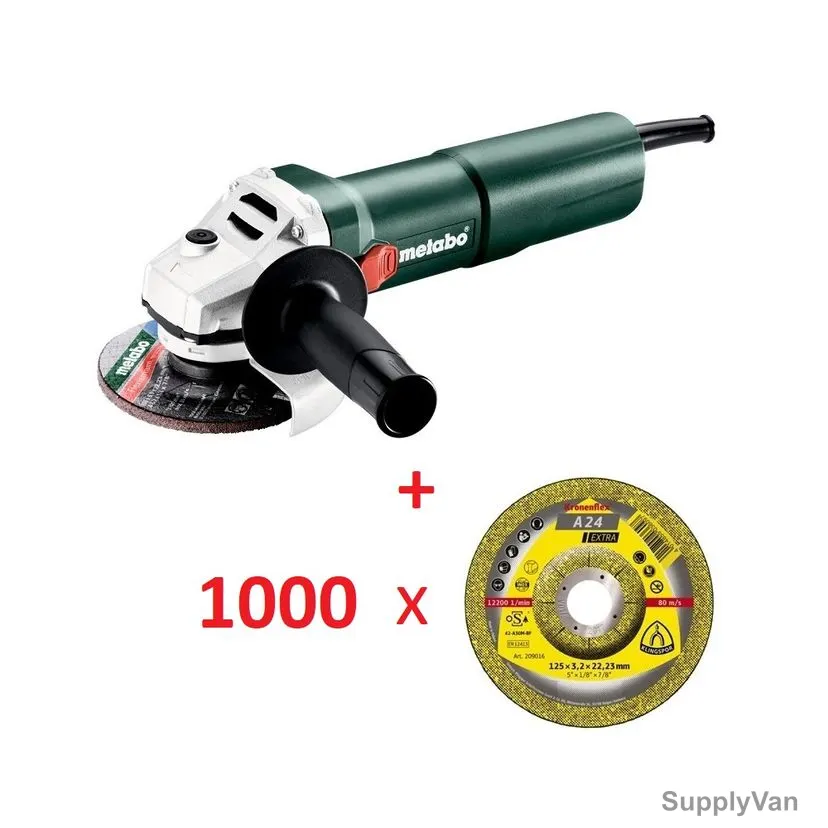 Metabo Angle Grinder With 1000 Pcs 4.5 Inch Steel Cutting Discs, W1100-115, 603613000, 1100W