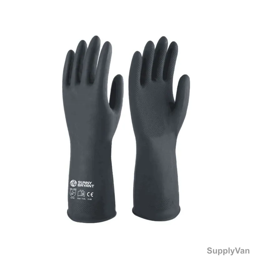 Sunny Bryant Industrial Gloves, D-SB, Natural Rubber, M, Black