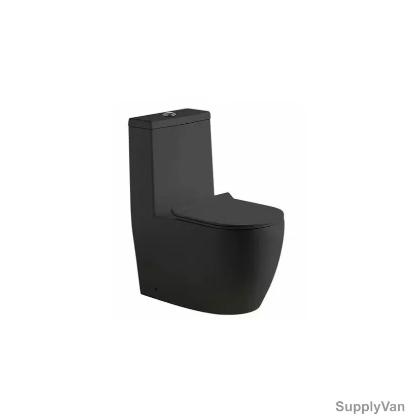 Sonet Single-Piece S-Trap Water Closet, 1061, Arc, Ceramic, 81CM Height x 70CM Width x 37CM Length, Matt Black