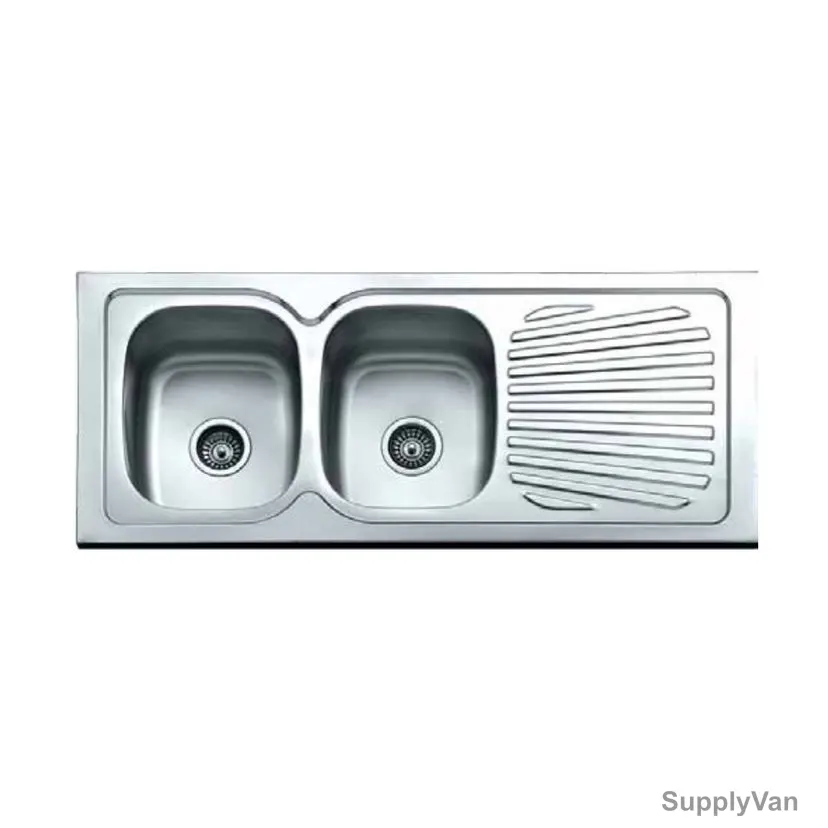 Milano Jy-860 Double Bowl Kitchen Sink, Layon, Stainless Steel, 500MM Width x 1200MM Length, Chrome Finish