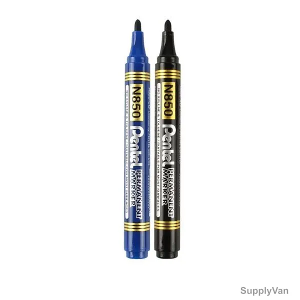 Pentel Permanent Marker, PE-N860-02AC, 2.5-5MM, Black/Blue, 2 Pcs/Set