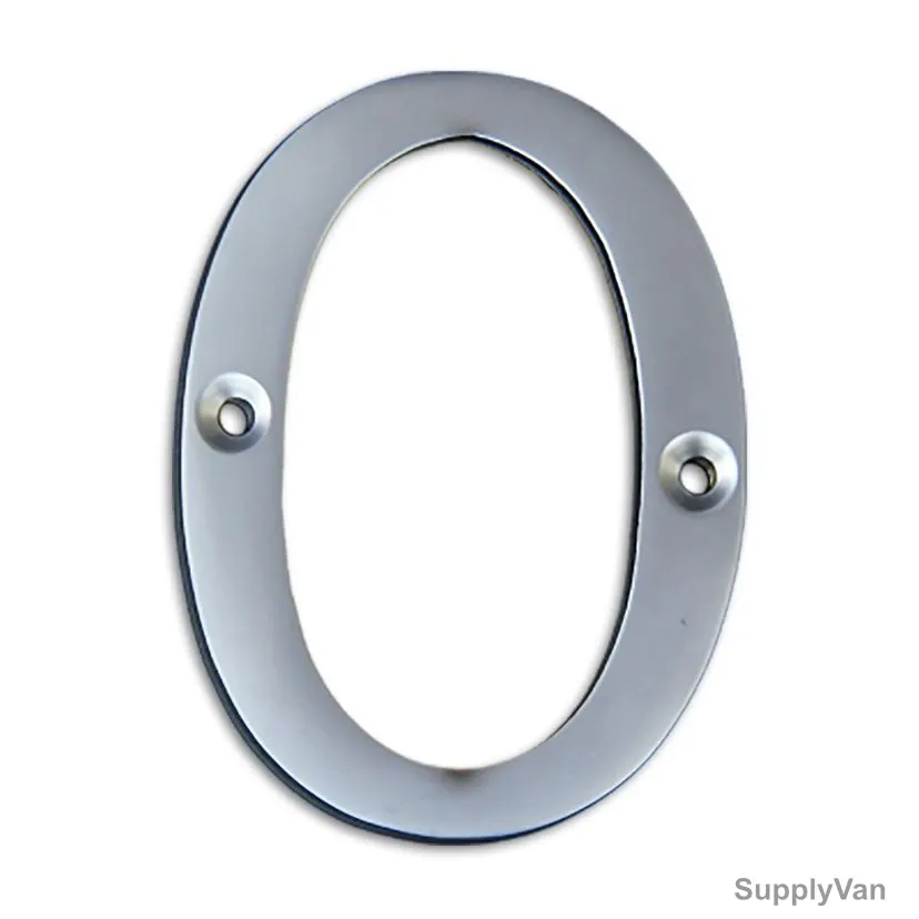 Chrome Plated House Door Number "0", KT-1751, 2 Inch, Aluminium, Silver