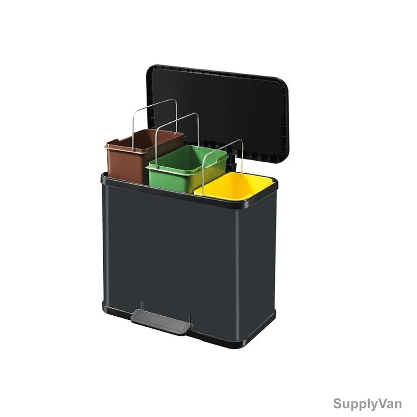 Hailo Pedal Waste Bin, HLO-0633-260, Oko Trio Plus L, 27 Litres, Black