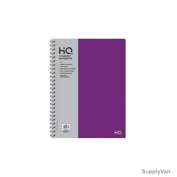 Navneet HQ 3 Subject Notebook, NAV85829, A4, 100 Sheets, Purple