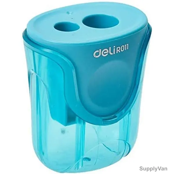 Deli Pencil Sharpener, ER01100, 2 Hole, 8/12MM Hole Dia, Blue