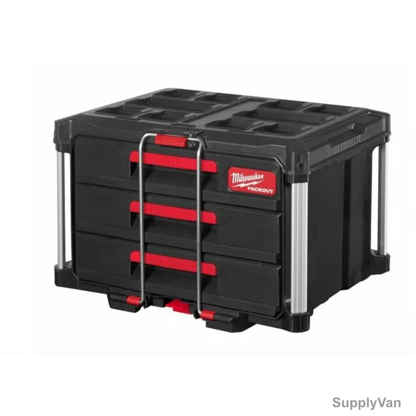Milwaukee Packout Tool Box with Metal Reinforced Corners, 3 Drawers, 22 Inch, Black