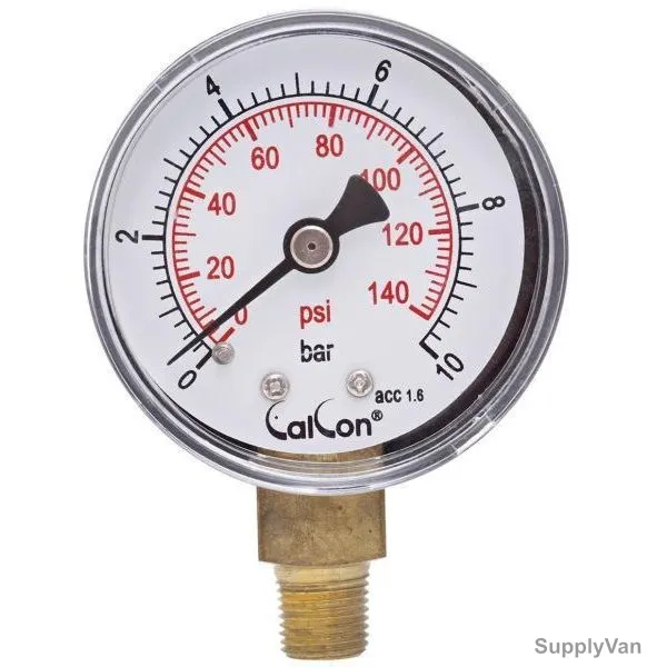 Calcon Pressure Gauge, CC10A, 50MM, 1/8 Inch, BSP, 0-10 Bar