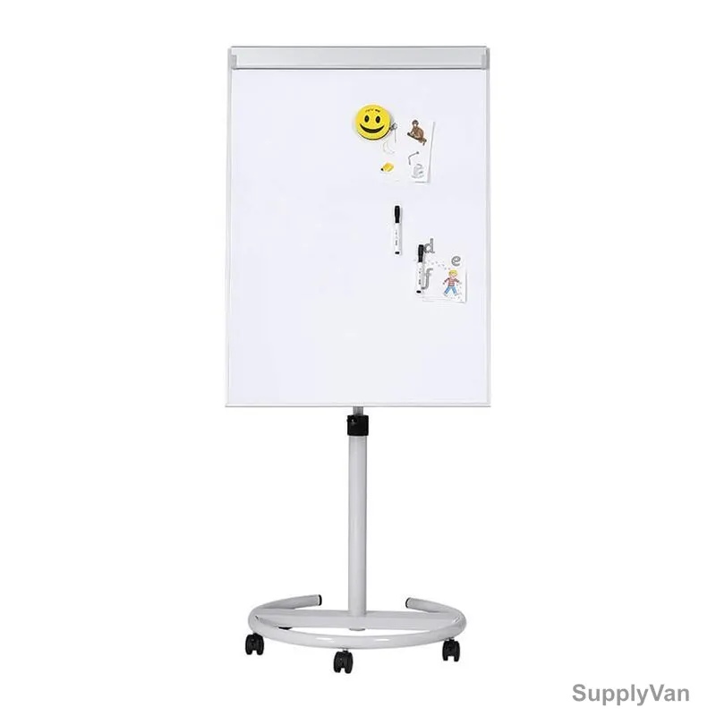 Master Flip Chart With Metal Base Stand and 5 Wheels, 70CM Length x 100CM Height, White/Silver — image 1