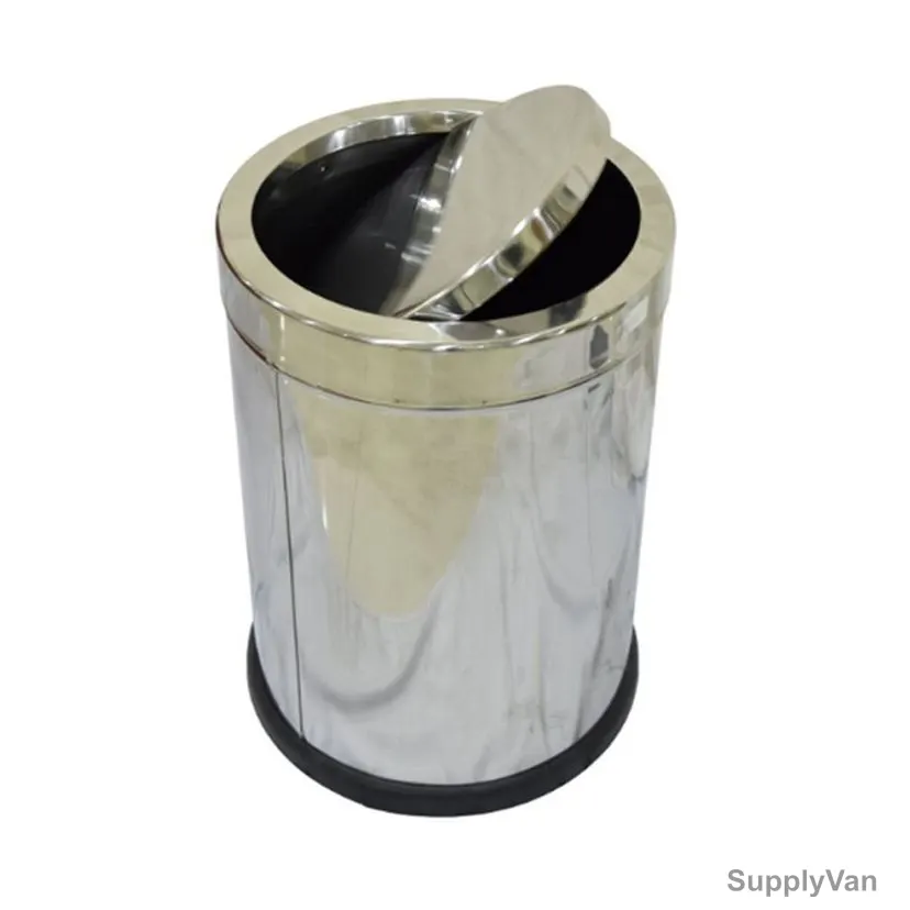 Akc Swing Lid Trash Bin, SS23-10, Stainless Steel, 10 Ltrs, Silver