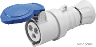 Gewiss Straight Connector, GW62004H, IP44, 16A, 2P+E, White-Blue
