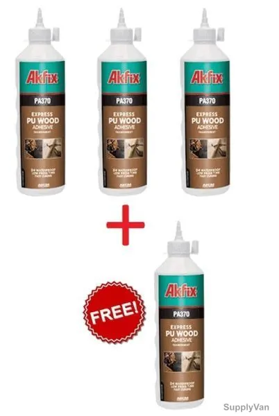 Akfix Express PU Marine Adhesive Bundle of 3+1Free, PA370, Colourless