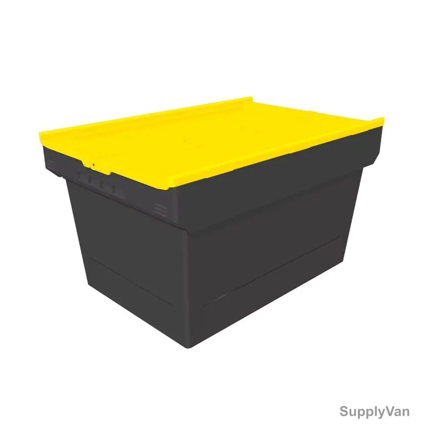 Bito Attached Lid Container, MBD64321, Polypropylene, 54 Ltrs, 610 x 400MM, Black and Yellow
