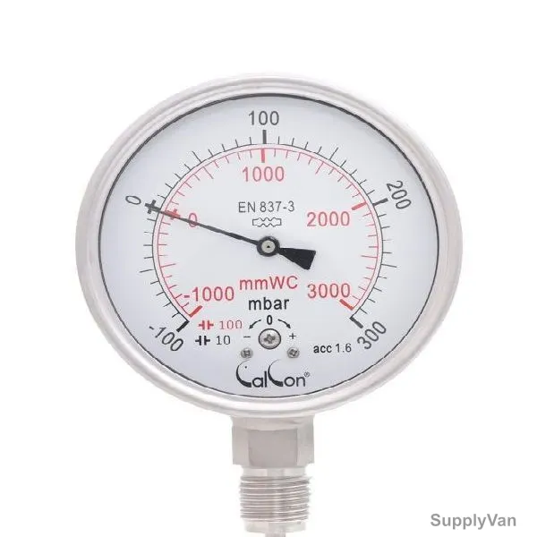 Calcon Capsule Pressure Gauge, CC918A, 100MM, 1/2 Inch, BSP, 100-300 Mbar
