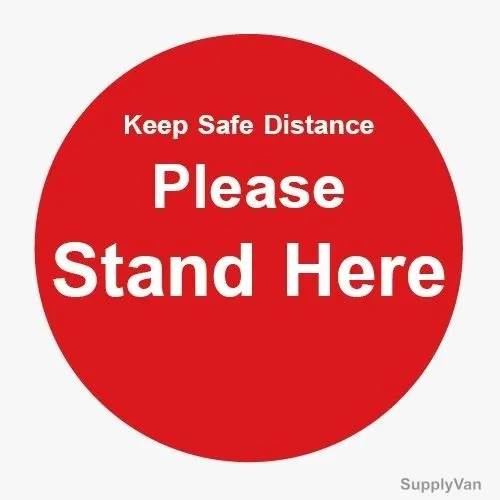 Warrior Keep Safe Distance Please Stand Here Social Distancing Sticker, 9154, Red, 15CM, 5 Pcs/Pack — image 1