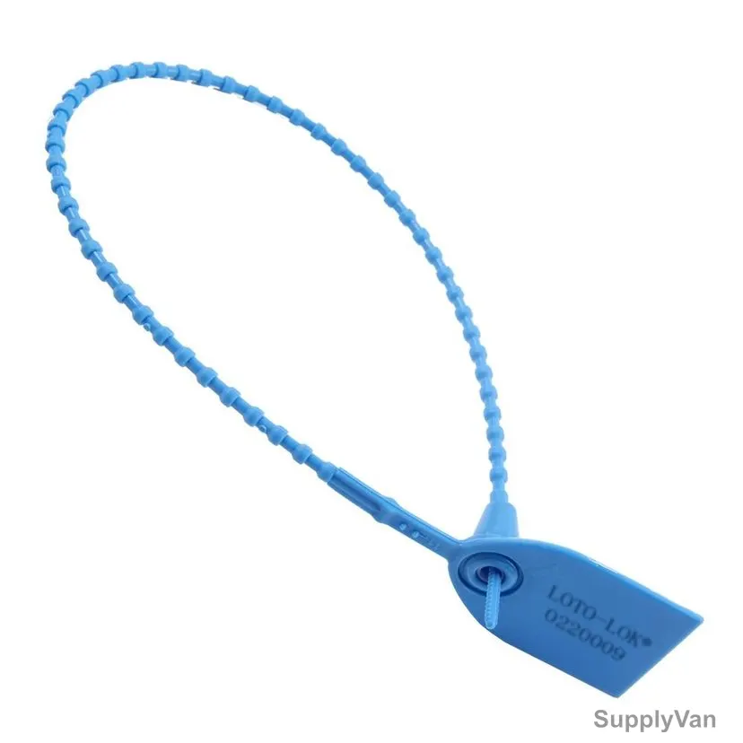 Loto-Lok Security Seal, PS-Q390-RB, Polypropylene, 378MM, Royal Blue, 50 Pcs/Pack
