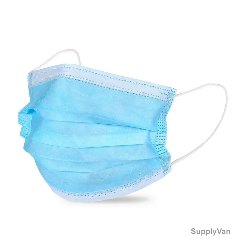 Disposable Protective Face Mask, Universal, 3 Ply, Blue, 50 Pcs/Pack — image 1