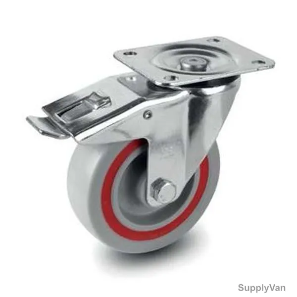 Brake Plate Sandwich Caster, 43100, Medium Duty, 10CM, 200Kg