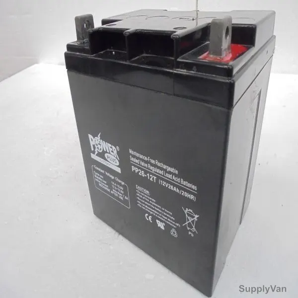 Powerplus Lead Acid Battery, PP26-12T, 12V, 26Ah/20Hr