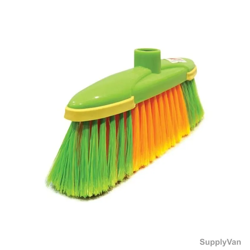 Akc Soft Broom With 130CM Metallic Handle, SB35+BH05Y, Plastic, 5CM Height x 17CM Length, Green/Orange — image 1