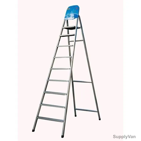 Robustline 9 Steps Ladder, Steel, Silver