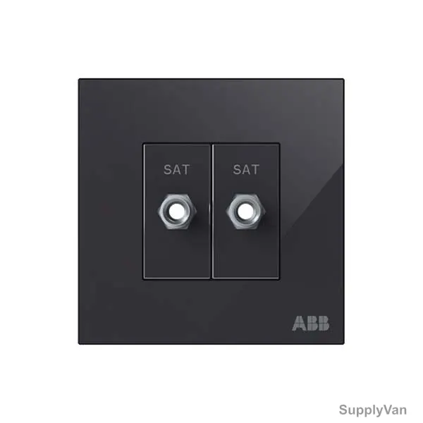ABB F-Type SAT Twin Socket, AM32344-BG, Millenium, 2 Gang, Black Glass — image 1