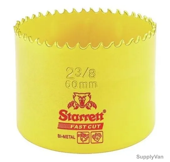 Starrett Hole Saw, FCH0238, High Speed Steel, 60MM, 5.5 TPI, Yellow