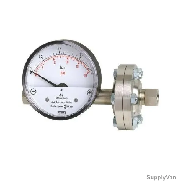 Wika Differential Pressure Gauge With Magnetic Piston and Separating Diaphragm, 700-02, 1/4 Inch, FNPT, 0-2.5 Bar