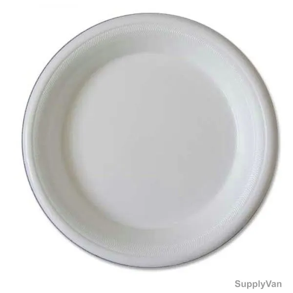 Foam Plate, Round, 10 Inch, White, 25 Pcs/Pack